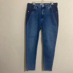 LOLA Jeans Alexa-CCB High-Rise Skinny Blue Jeans w NAVY Coated Sides Size 33